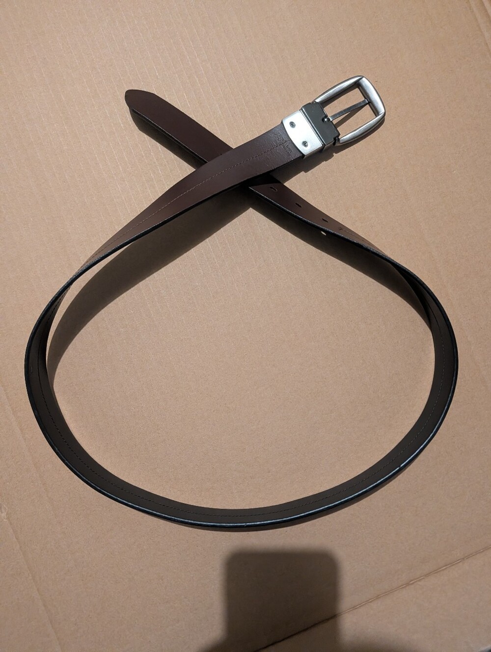 Fossil Mens Reversible Leather Belt Size 40 Brown Black